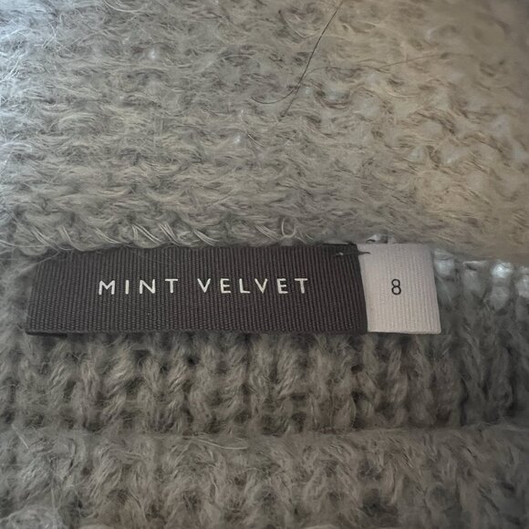 Mint Velvet Women’s Cable Knit Sleeve Mock Neck Sweater Jumper Grey 8 - Picture 4 of 5